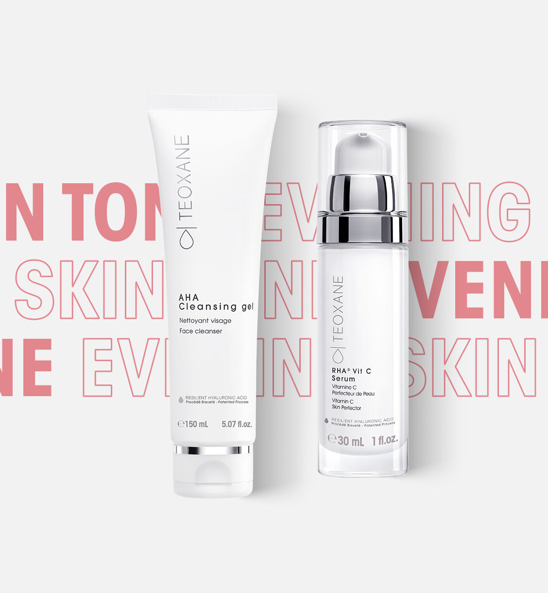 Discover our AHA Cleansing Gel in 150 ml   and our RHA ® VitC Serum in 30 ml 